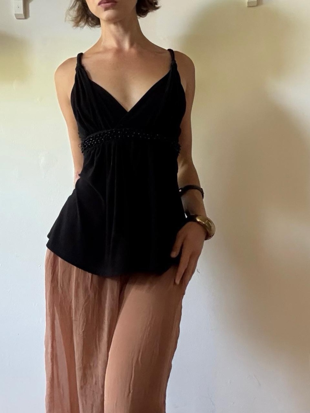 Y2K beaded babydoll cami top — Sexso